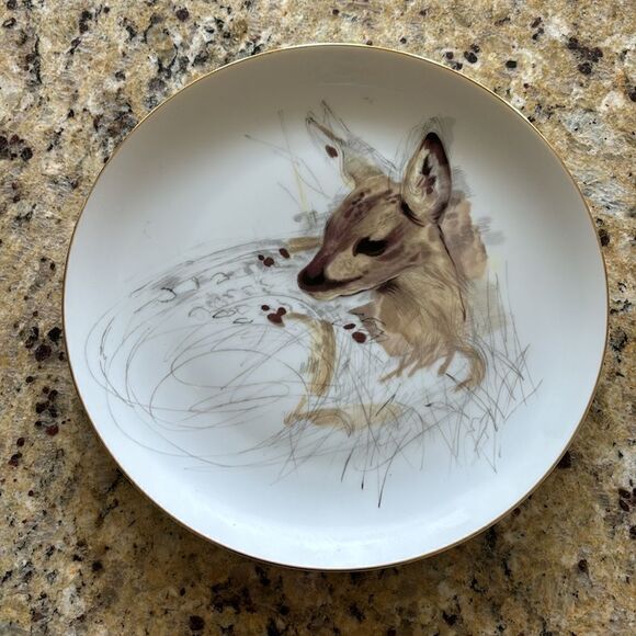 WOODLAND HAVEN ENESCO VINTAGE 1976 COLLECTOR‎ PLATE HANS PAUL LUETCKE DEER Fawn - Picture 2 of 5